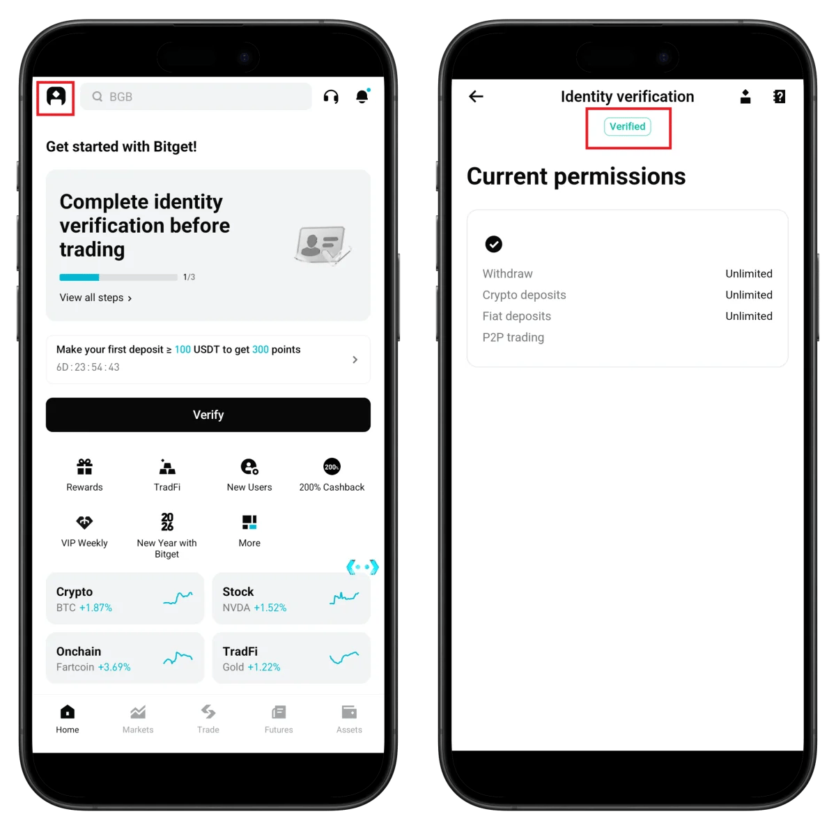 Bitget KYC verification complete screen