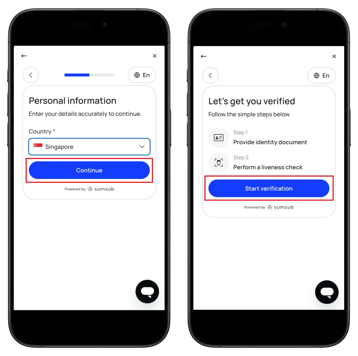 BitMart country selection and verification steps