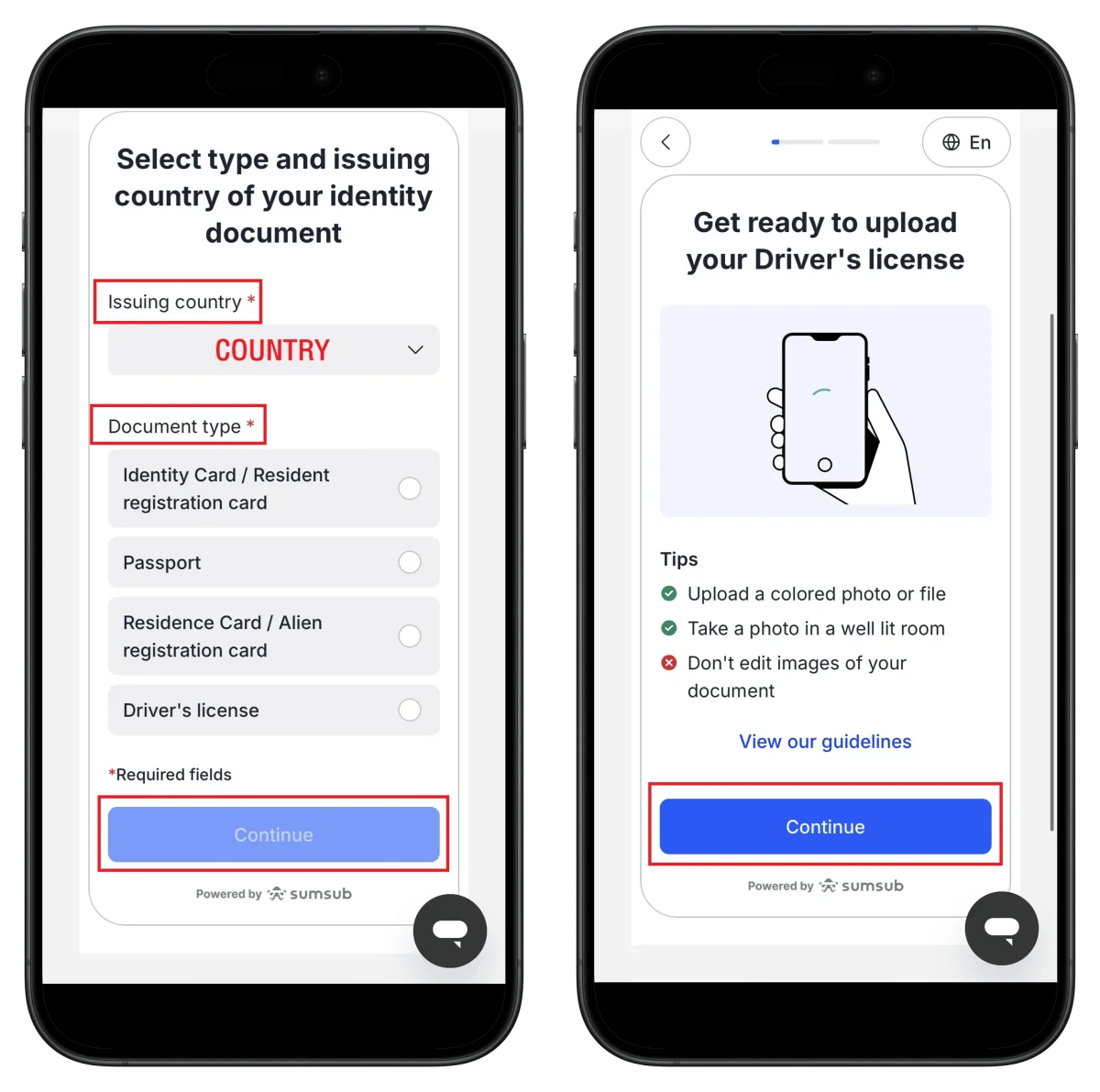 BitMEX ID document type selection