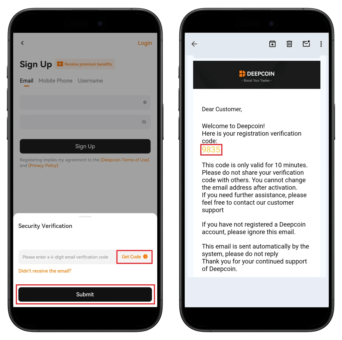 Deepcoin Email Verification
