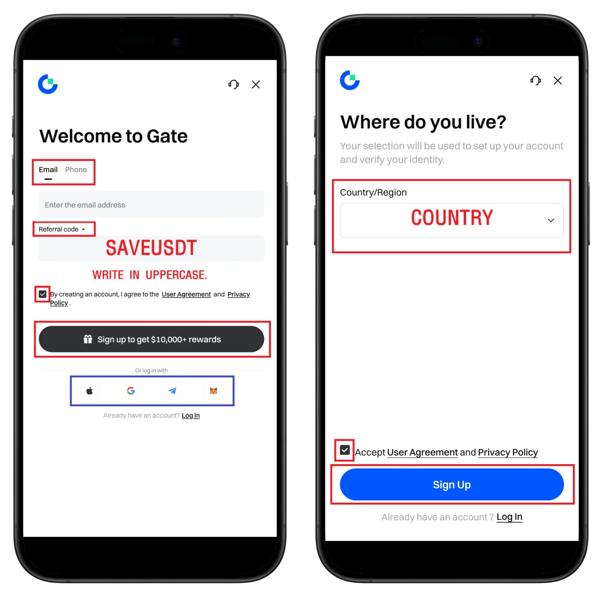 Gate.io Email Input