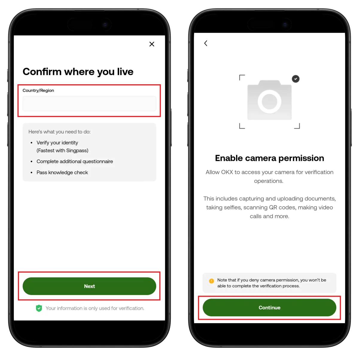 OKX Country Selection