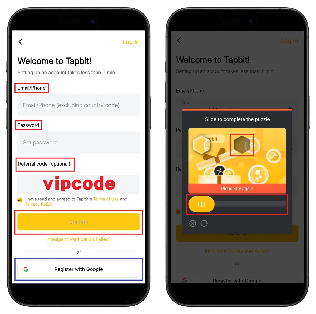 Tapbit Email Entry