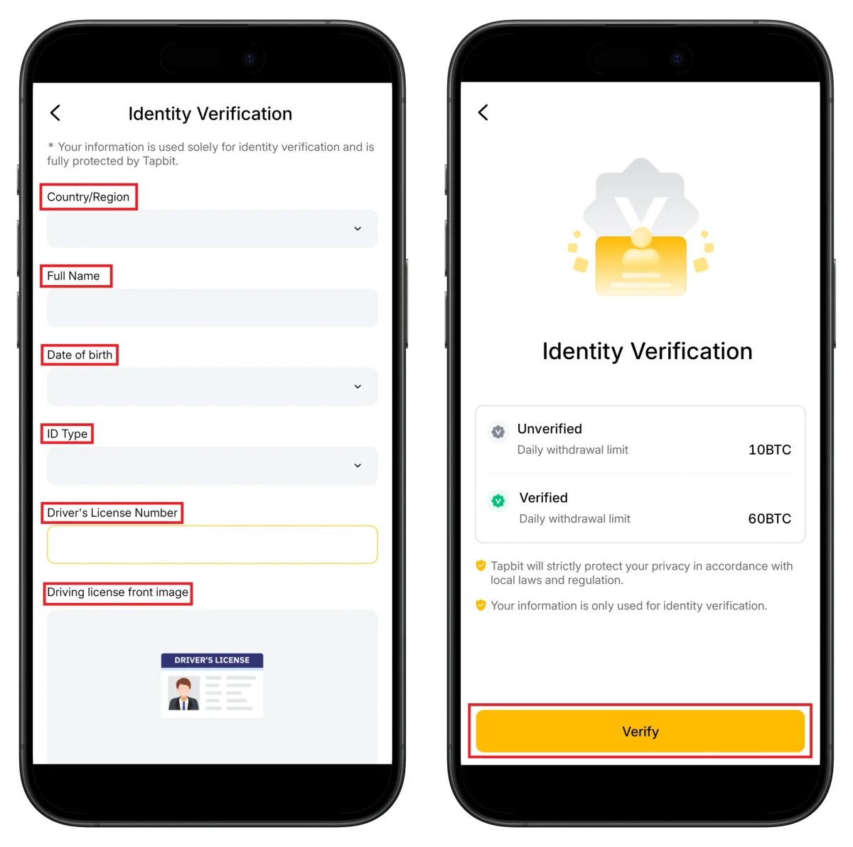 Tapbit Personal Info
