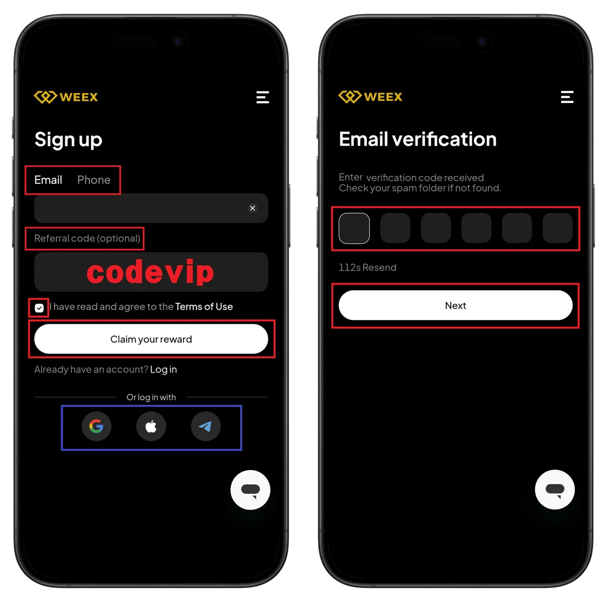 WEEX Бүртгэлийн Дэлгэц WEEX имэйл оруулах