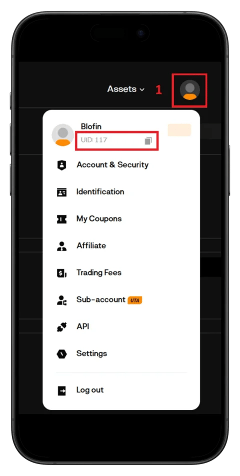 التحقق من UID في Blofin